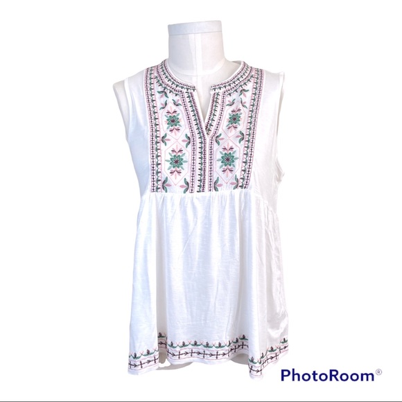 KNOX ROSE Embroidered Sleeveless Babydoll Top Size M - Picture 4 of 12